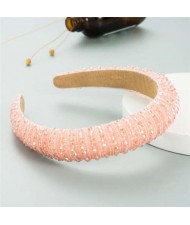 Crystal Embellished Baroque Spring Fashion U.S. Popular Sponge Women Headband - Pink
