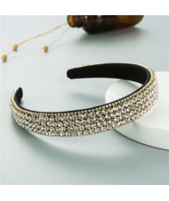 Shining Rhinestone Embellished Korean Fashion Women Bejeweled Headband - White