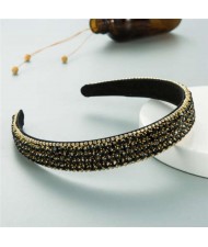 Shining Rhinestone Embellished Korean Fashion Women Bejeweled Headband - Black