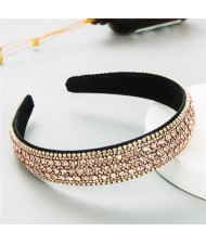 Shining Rhinestone Embellished Korean Fashion Women Bejeweled Headband - Coffee