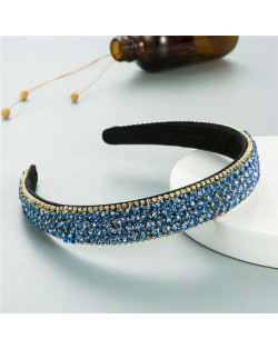 Shining Rhinestone Embellished Korean Fashion Women Bejeweled Headband - Light Blue