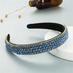 Shining Rhinestone Embellished Korean Fashion Women Bejeweled Headband - Light Blue
