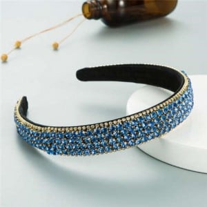 Shining Rhinestone Embellished Korean Fashion Women Bejeweled Headband - Light Blue
