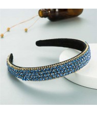 Shining Rhinestone Embellished Korean Fashion Women Bejeweled Headband - Light Blue