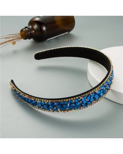 Shining Rhinestone Embellished Korean Fashion Women Bejeweled Headband - Royal Blue