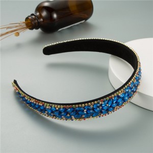 Shining Rhinestone Embellished Korean Fashion Women Bejeweled Headband - Royal Blue