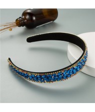 Shining Rhinestone Embellished Korean Fashion Women Bejeweled Headband - Royal Blue