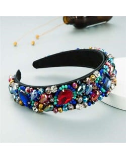 Super Shining Rhinestone and Glass Drill U.S. High Fashion Women Bejeweled Headband - Multicolor