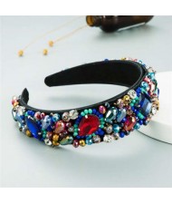 Super Shining Rhinestone and Glass Drill U.S. High Fashion Women Bejeweled Headband - Multicolor