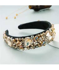 Super Shining Rhinestone and Glass Drill U.S. High Fashion Women Bejeweled Headband - Brown
