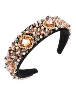 Super Shining Rhinestone and Glass Drill U.S. High Fashion Women Bejeweled Headband - Pink