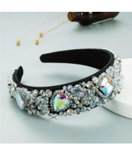 Super Shining Rhinestone and Glass Drill U.S. High Fashion Women Bejeweled Headband - Luminous White