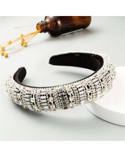 Baroque Maximum Bejeweled High Fashion Women Headband - White
