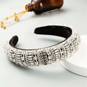 Baroque Maximum Bejeweled High Fashion Women Headband - White