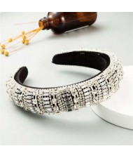 Baroque Maximum Bejeweled High Fashion Women Headband - White