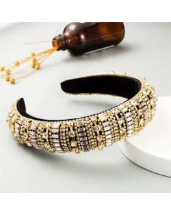 Baroque Maximum Bejeweled High Fashion Women Headband - Golden