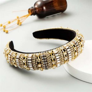 Baroque Maximum Bejeweled High Fashion Women Headband - Golden