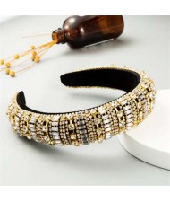 Baroque Maximum Bejeweled High Fashion Women Headband - Golden