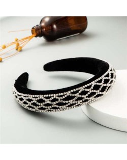 Rhinestone Net Design Baroque Fashion Women Headband - White