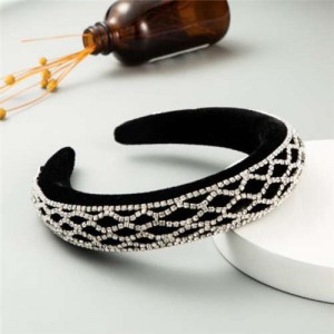 Rhinestone Net Design Baroque Fashion Women Headband - White