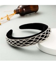 Rhinestone Net Design Baroque Fashion Women Headband - White