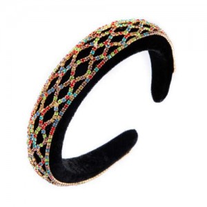 Rhinestone Net Design Baroque Fashion Women Headband - Multicolor