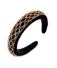 Rhinestone Net Design Baroque Fashion Women Headband - Multicolor