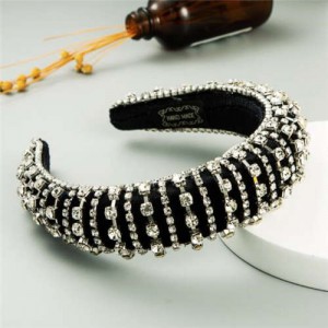 Delicate Rhinestone Inlaid Super Shining Fashion Women Sponge Headband - White