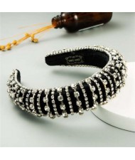 Delicate Rhinestone Inlaid Super Shining Fashion Women Sponge Headband - White