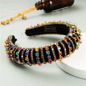 Delicate Rhinestone Inlaid Super Shining Fashion Women Sponge Headband - Multicolor