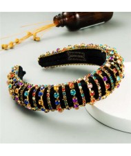 Delicate Rhinestone Inlaid Super Shining Fashion Women Sponge Headband - Multicolor