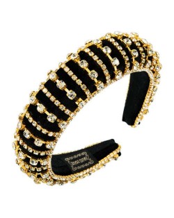 Delicate Rhinestone Inlaid Super Shining Fashion Women Sponge Headband - Golden