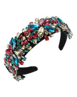 Maximum Shining Effect Glass Drill Flowers U.S. High Fashion Women Headband - Multicolor
