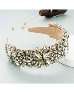 Maximum Shining Effect Glass Drill Flowers U.S. High Fashion Women Headband - Khaki