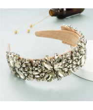 Maximum Shining Effect Glass Drill Flowers U.S. High Fashion Women Headband - Khaki