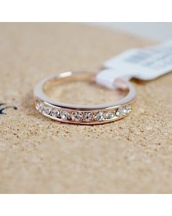 Single-row Austrian Crystal Drilling Rose Gold Ring