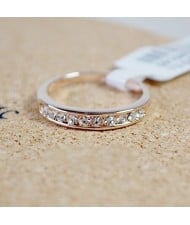 Single-row Austrian Crystal Drilling Rose Gold Ring
