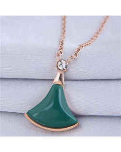 Resin Gem Inlaid Seashell Pendant Korean Fashion Women Costume Necklace - Green