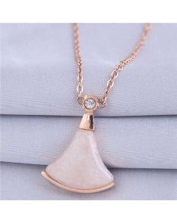 Resin Gem Inlaid Seashell Pendant Korean Fashion Women Costume Necklace - Khaki