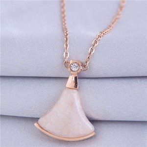 Resin Gem Inlaid Seashell Pendant Korean Fashion Women Costume Necklace - Khaki