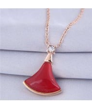 Resin Gem Inlaid Seashell Pendant Korean Fashion Women Costume Necklace - Red