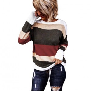 U.S. High Fashion Contrast Strips Design Women Top - Red