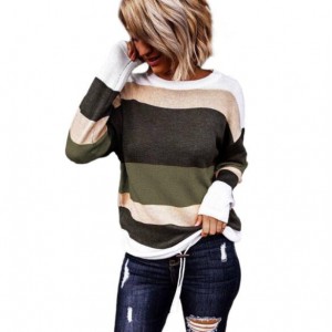 U.S. High Fashion Contrast Strips Design Women Top - Green
