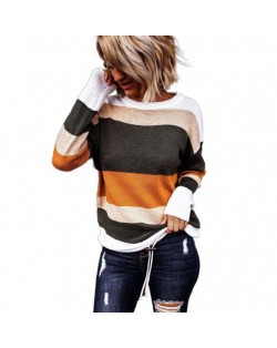 U.S. High Fashion Contrast Strips Design Women Top - Orange