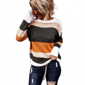 U.S. High Fashion Contrast Strips Design Women Top - Orange