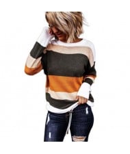 U.S. High Fashion Contrast Strips Design Women Top - Orange