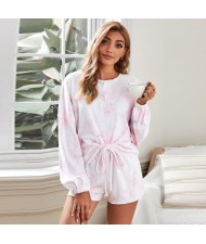 U.S. Fashion Dyed Printing Women Homewear/ Pajamas Suit - Pink