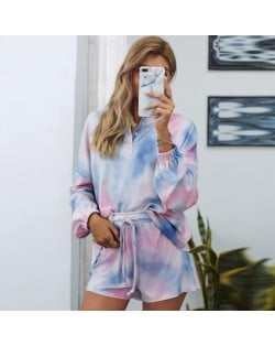 U.S. Fashion Dyed Printing Women Homewear/ Pajamas Suit - Pinky Blue