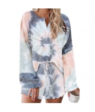 U.S. Fashion Dyed Gray Gradient Color Flowers Printing Women Homewear/ Pajamas Suit