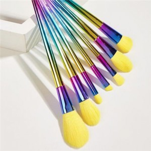 7 pcs Gradient Color Aluminum Tube Yellow Makeup Brushes Set